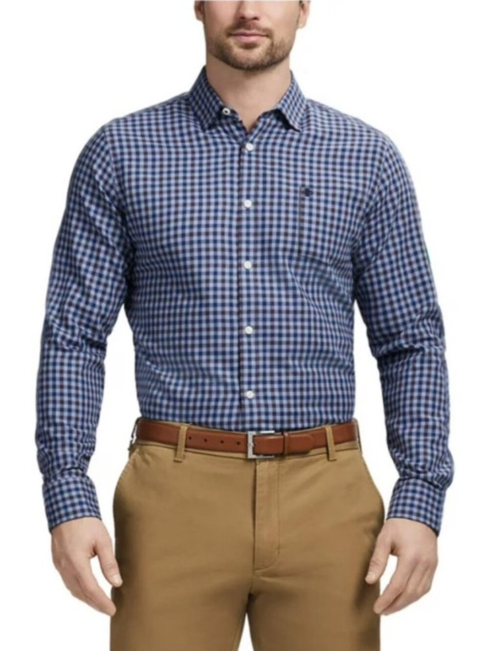 IZOD Men's Modern Fit Luxe Touch Twill Button Down Shirt-Size Medium-NWT